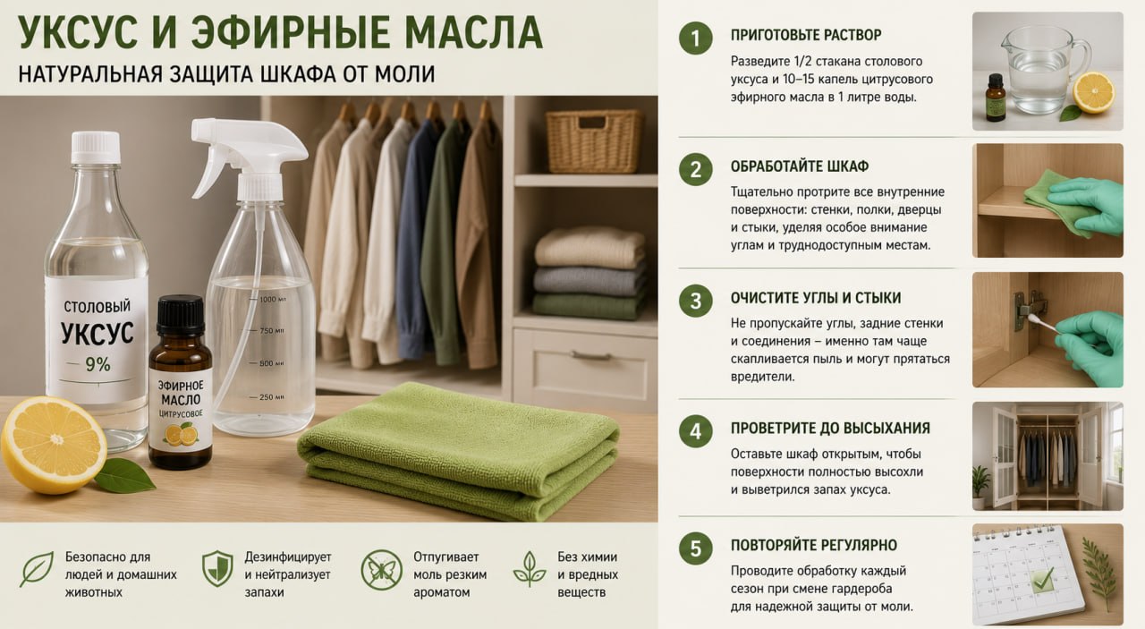 Уксус и эфирные масла от моли